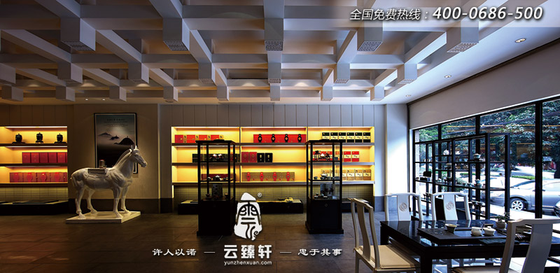 茶文化展示廳的展示架設(shè)計圖片