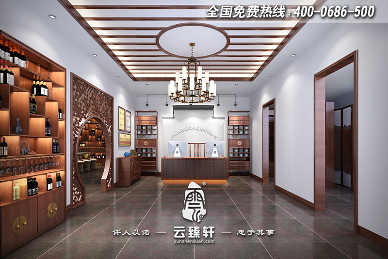 茅臺酒中式展廳大堂設(shè)計(jì)效果圖