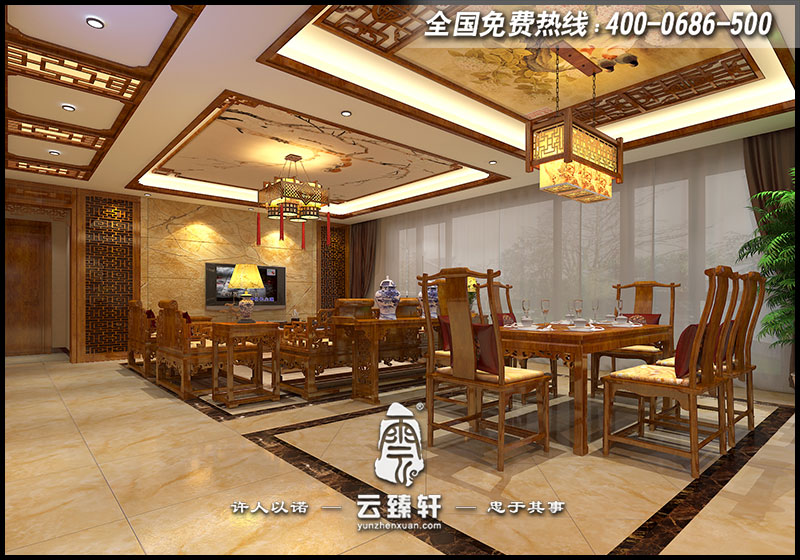 中式客餐廳設(shè)計(jì)效果圖